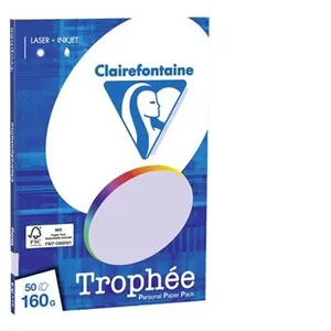 Comparateur de prix : Clairefontaine TROPHEE - Lilas - A4 (210 x 297 mm) - 160 g/m² - 50 feuille(s) papier uni