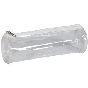 CLAIREFONTAINE Lot de 4 Trousses Plastique Ronde Diam 7 x 22 cm Transparente pas cher