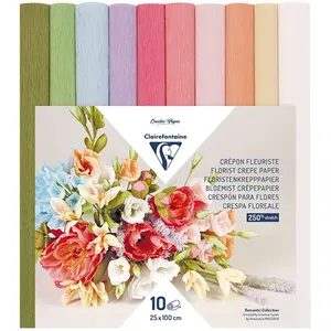 Comparateur de prix : Lot de 10 rouleaux de crépon fleuriste 'Clairefontaine' Pastel 25 cm x 100 cm
