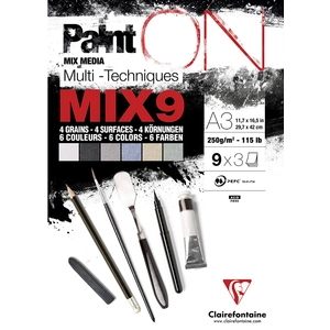 Comparateur de prix : Clairefontaine Bloc papier multi-techniques MIX9 Paint On 250 g/m² 27F A3 29.7 x 42 cm