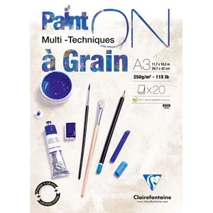 Bloc multi-technique de 20 feuilles A3 à grain Clairefontaine Paint'On