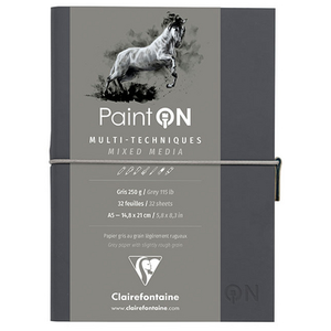 Clairefontaine Carnet Paint On Mixed Media A5 - 64 Pages - 250G - Gris - pas cher