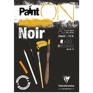 Clairefontaine Bloc Paint'On papier Noir 250 g/m² - A3 - 20 feuilles