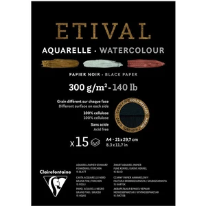 Comparateur de prix : Clairefontaine Bloc papier aquarelle Etival Noir grain fin et torchon 300 g/m² A4