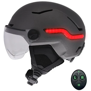 Non communiqué T'nB - Casque LED avec feu de freinage automatique - visière et cache-oreilles amovibles, Taille M - Gris pas cher