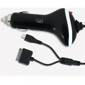 T'nB Chargeur allume-cigare + câble micro USB/Dock iPhone blister noir/blancVendu parfnac