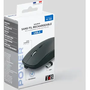 Comparateur de prix : TNB Souris sans fil ambidextre rechargeable silencieuse Rubby - Noir