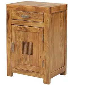 Bois et Chiffons - Chevet strié acacia ramani marron - 40x30x60 cm T.UVendu parrue-du-commerce