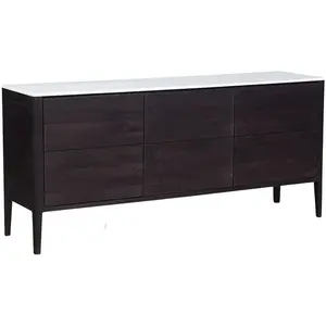Bois et Chiffons - Buffet bois plateau marbre manguier amsterdam marro... pas cher