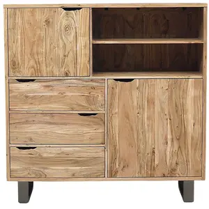 Bois et Chiffons - buffet haut bois acacia forest brut - 140x45x140 cm...