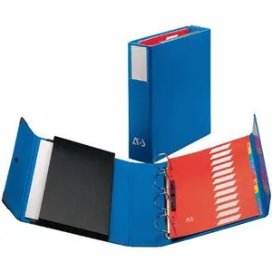 Arianex Classeur à 4 anneaux en D dos de 8 cm avec fermeture à pression Innovation en balacron Bleu pas cher
