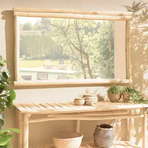 Comparateur de prix : Macabane WILL - Miroir rectangulaire en branches de teck naturel