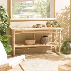 MACABANE Will - console double plateau en branches de teck naturelVendu parnature-et-decouvertes