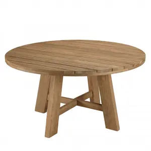 MACABANE Table à manger de jardin ronde teck recyclé D150