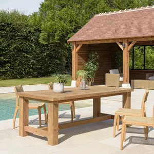 MACABANE Table à manger de jardin 220x100cm teck recyclé, pieds droits