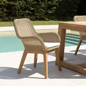 MACABANE Lot de 2 fauteuils jardin rotin synthétique et coussin, pieds droit pas cher