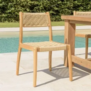 MACABANE VALERIA - Lot de 2 chaises jardin teck rotin synthétique tressé beige pas cher