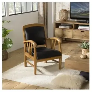 Comparateur de prix : Macabane - Fauteuil Cuir noir - D.60xH.82 cm T.U