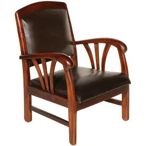 MACABANE ERIS - Fauteuil teck et cuir marronVendu parcdiscount