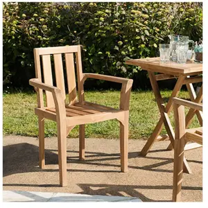 Macabane Lot de 2 Fauteuils Empilables en bois Teck JARDITECK pas cher