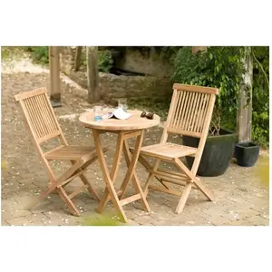Macabane Table en teck massif ronde pliante de jardin JARDITECK pas cher