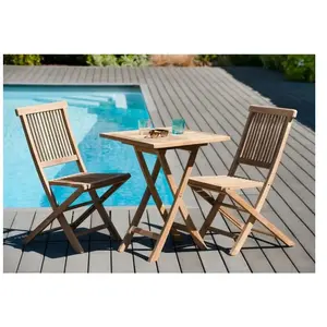MACABANE Table de jardin carrée pliante 2 personnes L. 60 cm en teck pas cher