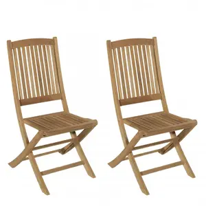 MACABANE Ensemble de 2 chaises de jardin en bois teck pas cher