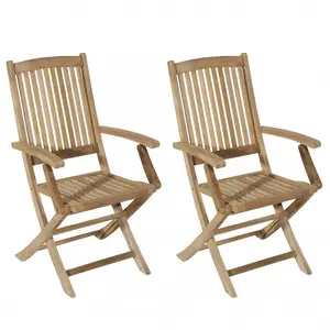 MACABANE Ensemble de 2 fauteuils de jardin en bois teck pas cher