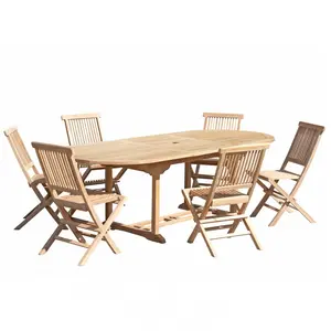 JARDITECK Ensemble table ovale extensible de jardin + 6 chaises - En t...