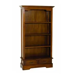 MACABANE EDEN - Bibliothèque marron 3 étagères 2 tiroirs bois Mindi