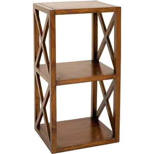 MACABANE Eden - Étagère Marron 2 Cases 40 cm croisillons Bois Mindi