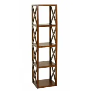 Maisonetstyles MACABANE Eden - Étagère Marron 4 Cases 40 cm croisillons Bois Mindi