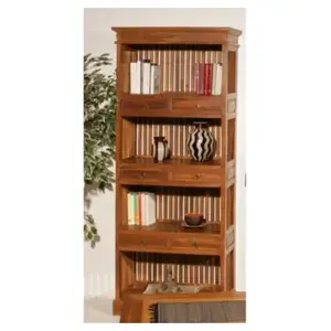 Macabane - ayan - Étagère bibliothèque marron 6 tiroirs bois Teck
