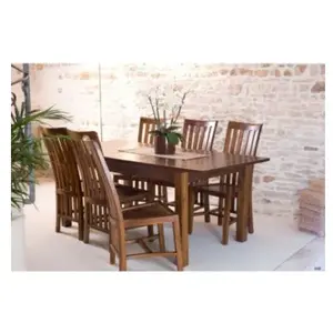 MACABANE EDEN - Table à manger rectangulaire marron rallonge 160/200cm bois Mindi pas cher
