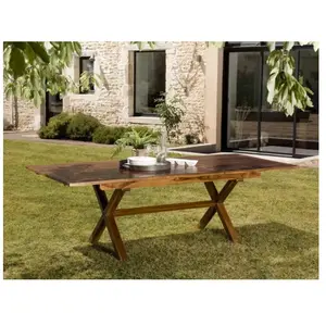 PARIS PRIX Table jardin teck huilé extensible 8/10 personnes L240 pas cher