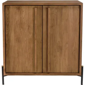 Macabane ALIDA - Buffet 2 portes en bois de teck recyclé pieds en métal noir pas cher