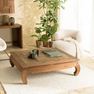 Comparateur de prix : Macabane - alida- Table opium 120x120cm en teck recyclé plateau mosaïque