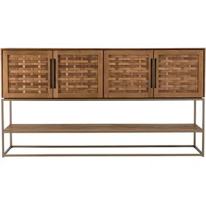 Comparateur de prix : Macabane ALIDA - Buffet en bois de teck recyclé 4 portes en tissage de bambou