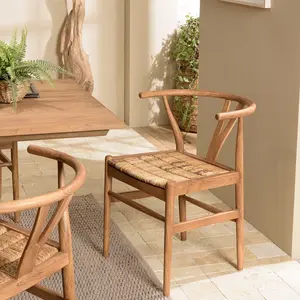 Comparateur de prix : MACABANE ALIDA - Chaise marron en bois de teck recyclé dossier arrondi