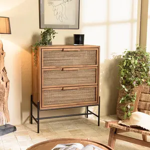 MACABANE Commode 3 tiroirs en bois de teck recyclé