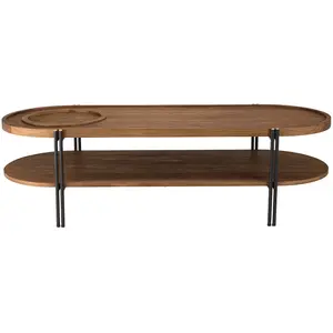 MACABANE ALIDA - Table basse ovale 2 niveaux plateau amovibleVendu parnature-et-decouvertes