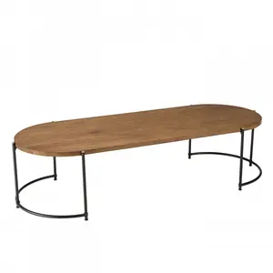 Comparateur de prix : MACABANE Alida - Table basse ovale 163x63cm plateau en bois de teck recyclé