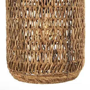 Macabane ALIDA - Suspension 30x30cm en abaca couleur naturelle et teck recyclé pas cher