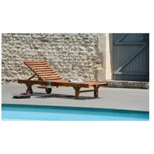 MACABANE Bain de soleil en teck huilé avec roulettes JARDITECK pas cher