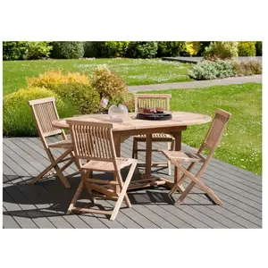 MACABANE Table de jardin ovale en teck extensible 4/6 pers. L180 cm pas cher