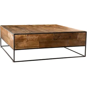 MACABANE Alida - table basse bois carrée 100x100cm teck recyclé et métalVendu parconforama