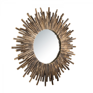 Comparateur de prix : MACABANE LALY - Miroir rond marron 90x90cm soleil branches bois teck