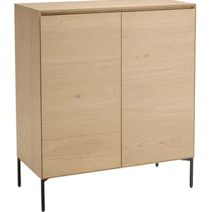 Comparateur de prix : MACABANE Buffet couleur naturelle 2 portes 3étagères pieds métal noir
