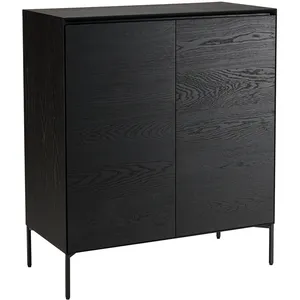 Comparateur de prix : Macabane - Buffet 2 portes 3 étagères Maxendre noir - 94x45x108 cm T.U