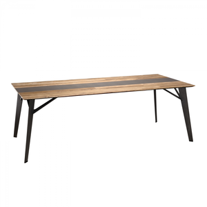 Comparateur de prix : MACABANE Table à manger plateau en teck recyclé métal pieds métal noir L220